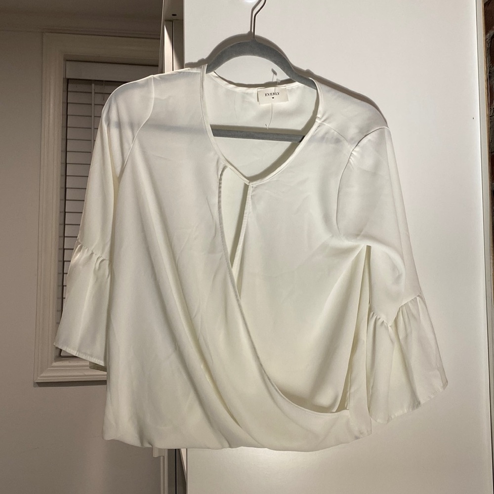 White see through long sleeve top